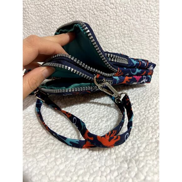 BAO BAO HUI Crossbody 7x4 Navy w/ Red & Blue Dinosaurs  Purse Wallet Travel Bag - Picture 6 of 7